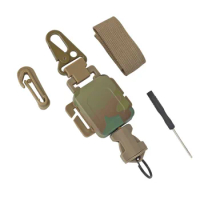 Tactical Pistol Retractable Sling Rotary Nylon Rope Metal Steel Clip Keychain Key Storage Hunting Airsoft Paintball Accessories