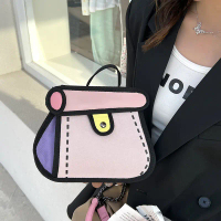 กระเป๋า Messenger โซ่, ดีไซน์การ์ตูนสองมิติ, สไตล์สาวน้อยน่ารัก, รูปทรงเค้ก, กระเป๋าใบเล็กน้ำหนักเบา
