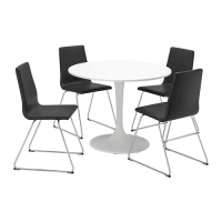DOCKSTA/LILLÅNÄS 餐桌附4張餐椅, 白色/鍍鉻 bomstad黑色, 103 公分