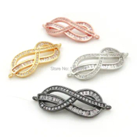 34*12*3mm Micro Pave Clear CZ Infinity Twine Connector Fit For Women As DIY Bracelets Accessory