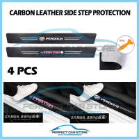 Aksoseri kereta 4pcs Proton Perodua Carbon Fiber Leather Door Step Sill Strip Protector Axia Myvi Be