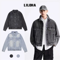Áo khoác Jean Nam LILOHA from BOXY dáng rộng, Áo khoác Demin cho Nam From lửng BOXY trẻ trung năng đ
