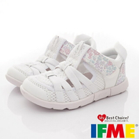 ★IFME日本健康機能童鞋-透氣休閒鞋水涼鞋款IF20-131601白花(中小童段)