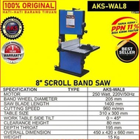 Mesin Pemotong Potong Machine BandSaw 8 Inch Gergaji Kayu / Benso Bandsaw 8 Inch Aks - WAL8..