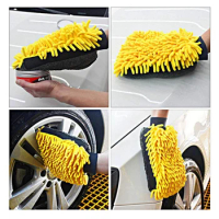 2Pcs Car Wash Mitt Glove Microfiber Anti-Scratch Double Sided Cleaning Gloves Sets Soft Versatile Cleaning Cloths