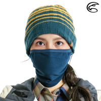 【ADISI】Primaloft 針織條紋遠紅外線面罩保暖帽 AH23012 / 撞色條紋 (湖水深藍)