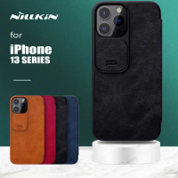 Nillkin for iPhone 13 Pro Max Case Flip Leather Cover Slide Camera Case Card Slot Slim Case for iPhone 13 13 Pro Max Lens Case