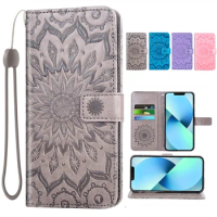 Sunflower embossed leather phone case For Asus Rog Phone 5 Phone 3 Phone 2 Zenfone 7 7 Pro ZE620KL Credit card