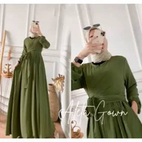 Baju Aleta Gamis Dress Maxy Hijau Army