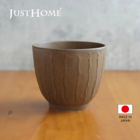 【Just Home】日本製美濃燒線條湯杯450ml 深棕(杯子 陶瓷杯 湯杯)