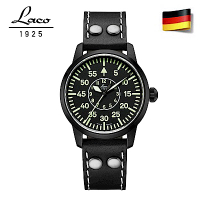Laco 朗坤861760 德國空軍 夜光防水皮帶 Bielefeld 軍事風格機械錶