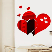 3D Acrylic Wall Stickers Europe Style Hearts Fashion DIY Decals Self-adhesive LOVE Wedding Background Decoration Mirror Ornament