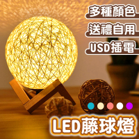 【拼創生活】可調光LED籐球燈15cm(USB插電 球燈 投影燈 小夜燈 檯燈)