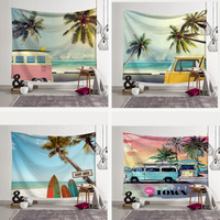 海邊沙灘巴士背景布ins夏天裝飾掛毯公寓宿舍潮牌裝飾墻壁畫桌布