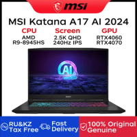 2024 MSI Katana A17 AI Laptop 17.3 Inch 2.5K QHD 240Hz IPS Screen Netbook AMD Ryzen R9-8945HS 16GB 1TB RTX4060 Gaming Notebook