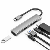 USB Type C to Displayport 4K@60Hz Docking Station With 3 USB&amp;PD 60W/QC 18W Port 3.5mm Audio 5in1 DP Hub for Mackbook Pro