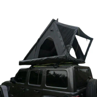 Remaco Camping Aluminum 4 Person Roof Top Tent Car Rooftop Tent Triangle Clamshell Black Gray Hard Shell Top Roof Tent