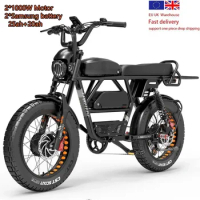 2024 CHINA Dual Motor Electric Bike 2000W45AH-20 Inch Fat Hybrid Bike Full Suspension Hydraulic Off-Road Mountain Bike,