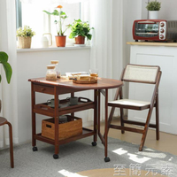 實木小戶型折疊桌家用可伸縮餐桌陽臺行動桌子圓桌現代簡約小飯桌