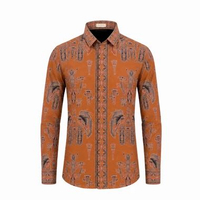 Lausboutique-Kemeja Batik Pria Long Sleeve-Slim Fit-Seri Papua Papua brick L