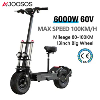 13 inch Tyre Electric Scooter 6000W Dual Motors Electric Scooters 100km/h Speed 100km 60V Battery E Scooter Folding Oil Brake