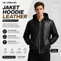 Jaket Hoodie Kulit Pria Premium Hitam | Bomber Jacket Leather Hoodie Stylish Casual I A599 Hitam 2XL