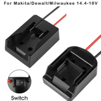 DIY Battery Adapter For Makita For Dewalt For Milwaukee 14.4-18V Li-Ion Battery Power Connector Dock With 14 Awg Wire I/O Switch