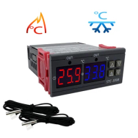 STC-3008 Dual Digital Temperature Controller Two Relay Output Thermostat Heater with Probe 12V 24V 220V Home Fridge Cool Heat