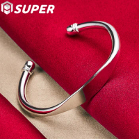925 Sterling Silver Double Bead Cuff Bangle Bracelet For Women Man Fine Fashion Jewelry