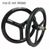 New Arrivel Cycling Hot Sale BSD 349 Carbon Tri Spoke Wheel 16Inch Wheelset Disc/V Brake Both Available Fit For BMX Folding Bike