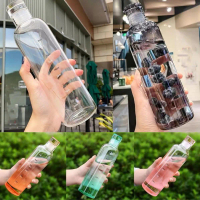 Botol air 500/700 ml dengan penutup, lutsinar, tahan haba, boleh guna semula, berbalu tinggi, model