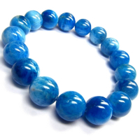 【小樂珠寶】頂級藍磷灰石 手珠手鍊稀有少見大顆款KK22(媲美珍貴寶石的璀璨外觀)