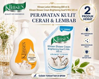 Klinsen Hand Body Lotion Klinsen Whitening Goat's Milk 800 ml & Klinsen Shower Cream Brightening Goa