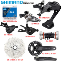 SHIMANO Deore M4100 Groupset for MTB Bike 2X10 Speed SL-M5100-L FC-M4100-2 Crankset KMC X10 Chain Derailleurs Bicycle Parts