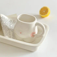 Kawaii Ceramic Mug Creative Pinch Belly Cute Coffee Milk Breakfast cup Body Art Girls Funny Coffee Mugs Gifts