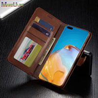 Flip Wallet Case For Huawei P40 P30 P20 Pro Lite P40Pro P30Pro P20Pro Leather Luxury Plain Color Phone Bag Cover