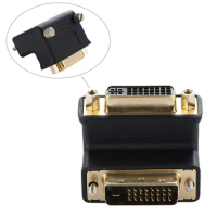 90 degree right angle elbow Gold 90° DVI 24+5 Male to DVI 24+5 Female Adapter Connector