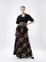 Etniq Craft Ayunda Kutubaru Katun Bordir Bolong Set -Hitam (Atasan,Rok,Obi) 2XL