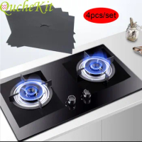 4pcs Gas Stove Protectors Resuable Stove Stovetop Protector Clean Mat Pad Gas Stove Burner Cover Protective For Kitchen