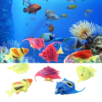 A Happy  10Pcs Aquarium Fish Ornament Plastic Artificial Fish Small Simulation Fake Fish Floating La