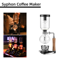 MHW-3BOMBER Syphon Coffee Maker Clear Glass Siphon Coffee Marchine with Vintage Stirrer Professional Home Barista Accessories