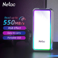 Netac pssd Portable External RGB SSD 1TB 500GB 250GB 128GB External Hard Drive SSD Solid State Disk Type-C USB3.2 for Laptop PC
