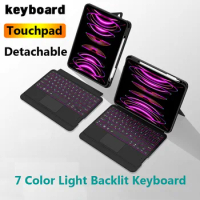 Touchpad Keyboard for Honor Pad 9 12.1" 2023 X9 11.5 X8 Pro 11.5 Inch Backlit Keyboard Cover Folio Stand Case with Pencil Slot