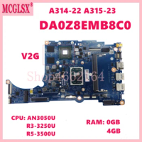 DA0Z8EMB8C0 AN3050U R3-3250U R5-3500U CPU 0GB/4GB-RAM V2G GPU Mainboard For ACER Aspire A314-22 A315-23 Laptop Motherboard