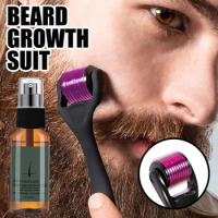 Beard Growth Oil With Beard Roller Nourishing Enhancer Beard Oil Spray Anti Hair Loss Beard Growth Moisturizing Spray Beard Care