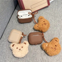 Plush Bear Pendant Protector for Apple Airpods 1 2 3 Wireless Earphone Silicone Protector for Airpods Pro 2 Earphone Soft Case