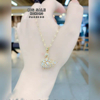 ￼Kalung Wanita Titanium Viral Terbaru Liontin Angsa Mutiara Anti Karat Dan Tidak Luntur