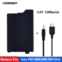 1200mAh 3.6V Replacement Battery for Sony PSP2000 PSP3000 PSP S110 Gamepad For PlayStation Portable Controller Batteries