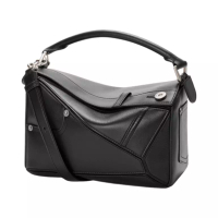 Loewe Panta Small Puzzle Bag in Shiny Calfskin Black
