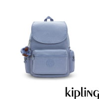 Kipling 灰藍色多袋收納實用後背包-EZRA